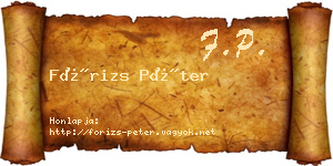 Fórizs Péter névjegykártya