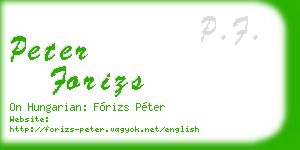 peter forizs business card